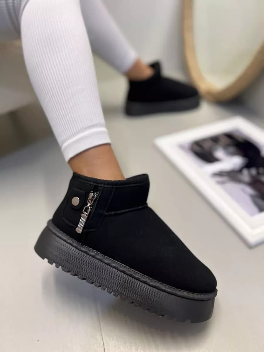 Угги женские зимние чёрные на толстой платформе