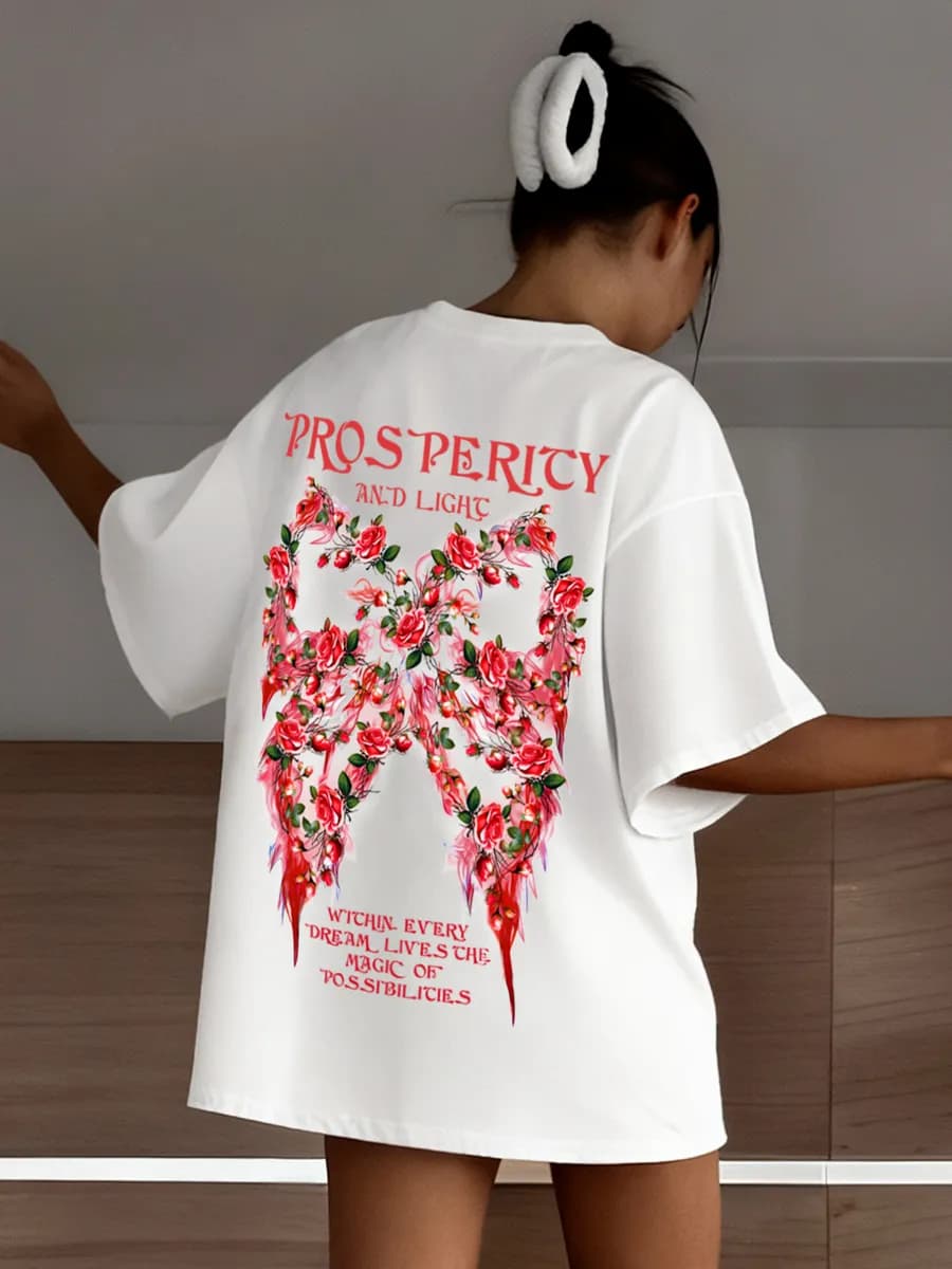 Футболка оверсайз хлопок светящийся принт повседневная