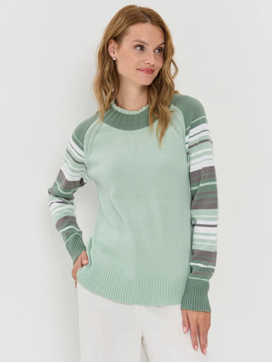 Пуловер тонкий теплый в полоску