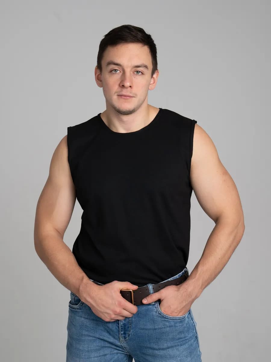 Майка афганка черная безрукавка