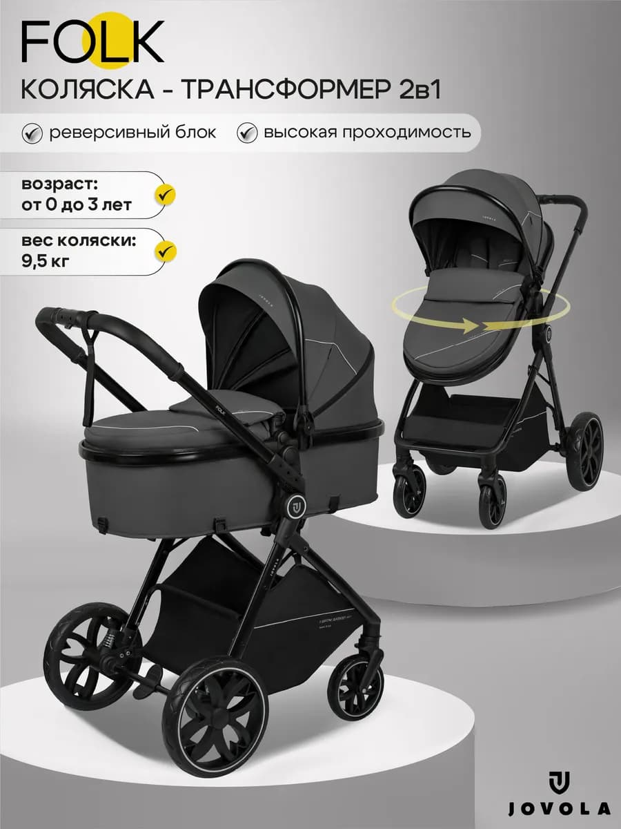 Коляска трансформер для новорожденных 2 в 1 Folk