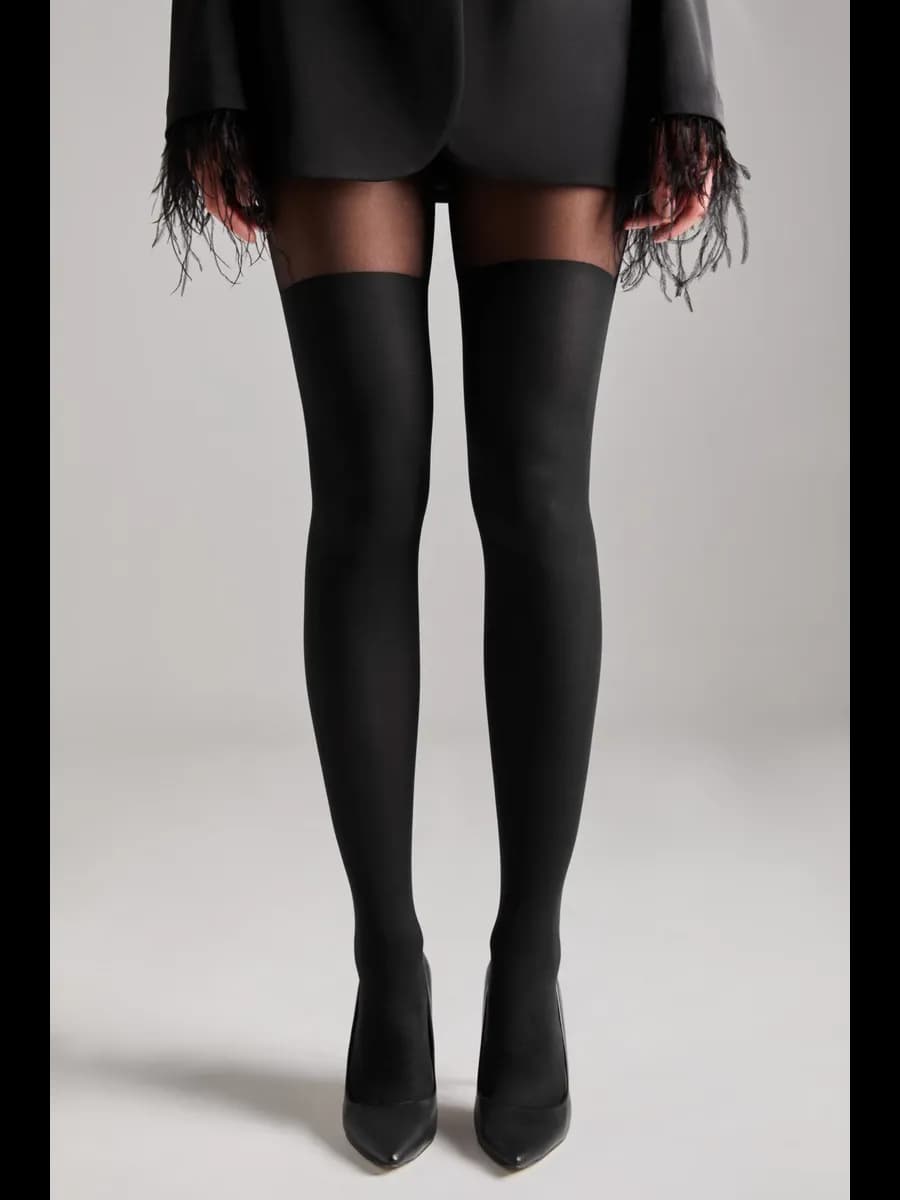 Колготки чулки с имитацией 40 ден черные