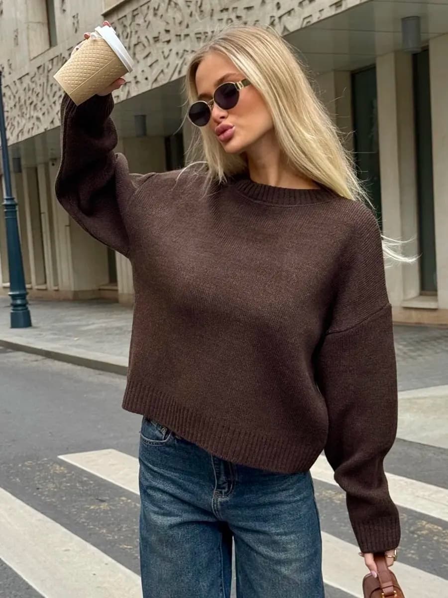 Джемпер оверсайз вязаный теплый