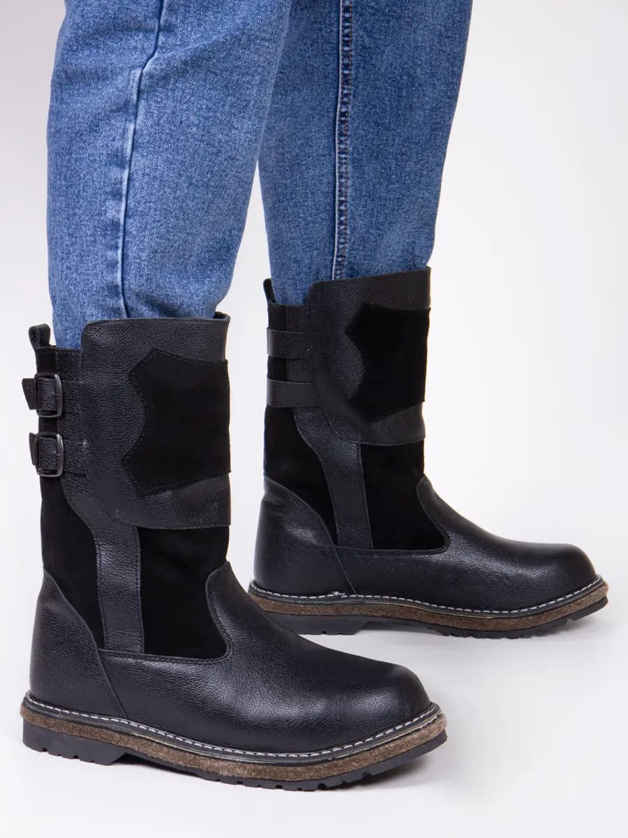 Унты монгольские сапоги зимние кожаные рабочие