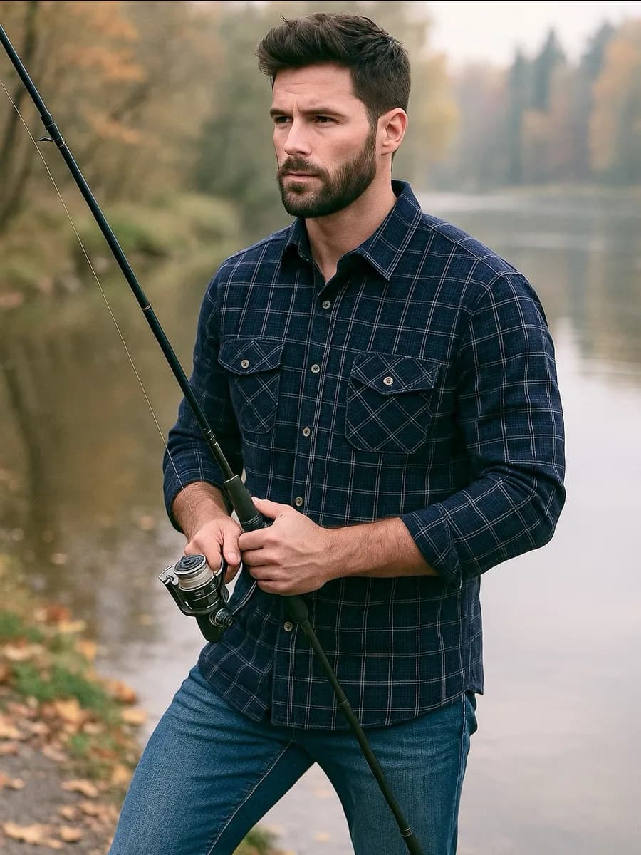 Рубашка в клетку с длинным рукавом