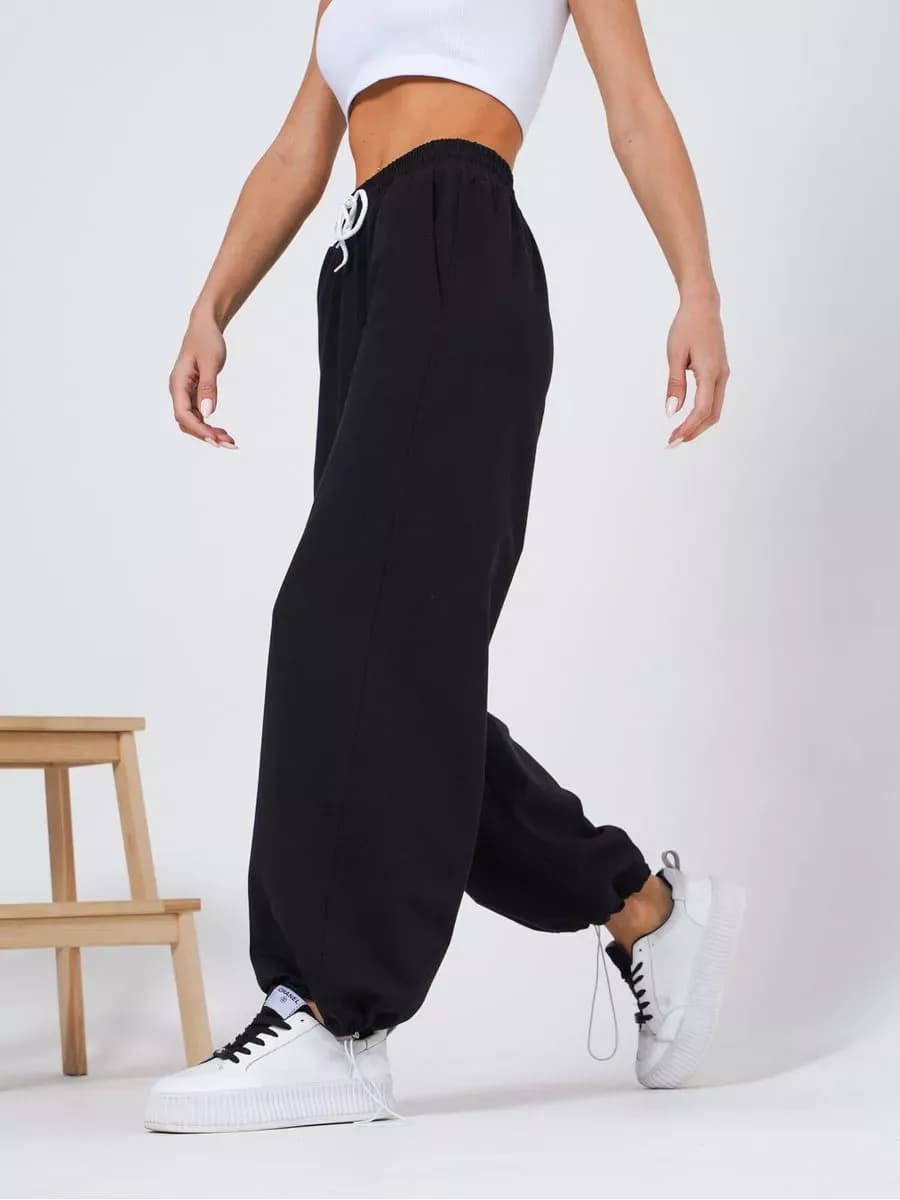 Брюки карго широкие с утяжками