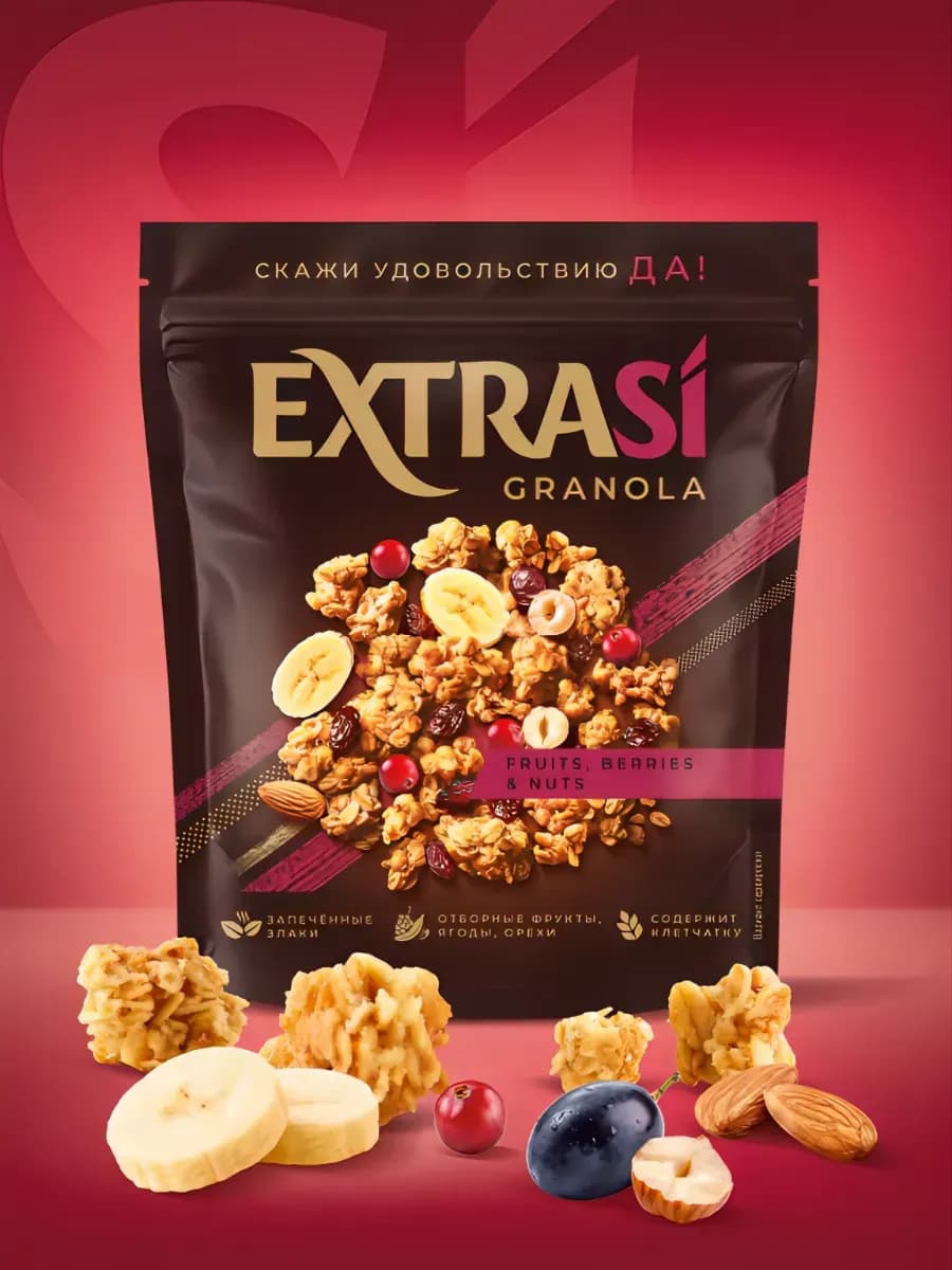 Хрустящая Гранола-Мюсли с фруктами, ягодами и орехами, 300 г