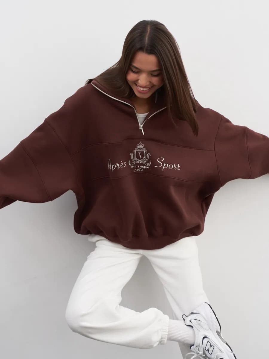 Свитшот на молнии оверсайз с начесом