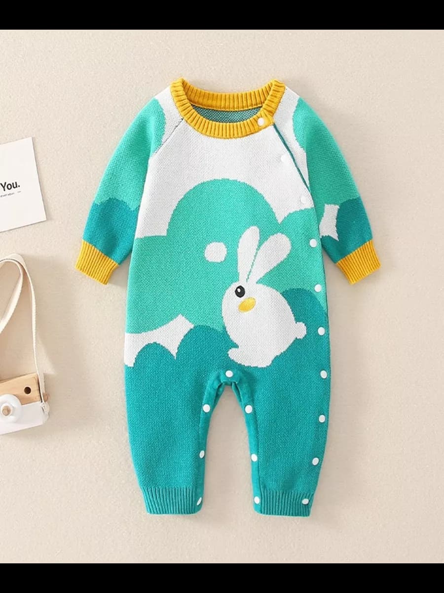 Вязаный комбинезон теплый для новорожденных