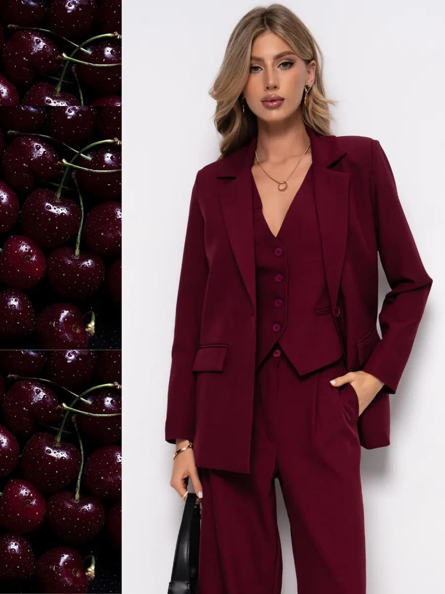 Деловой брючный костюм тройка с пиджаком и жилетом