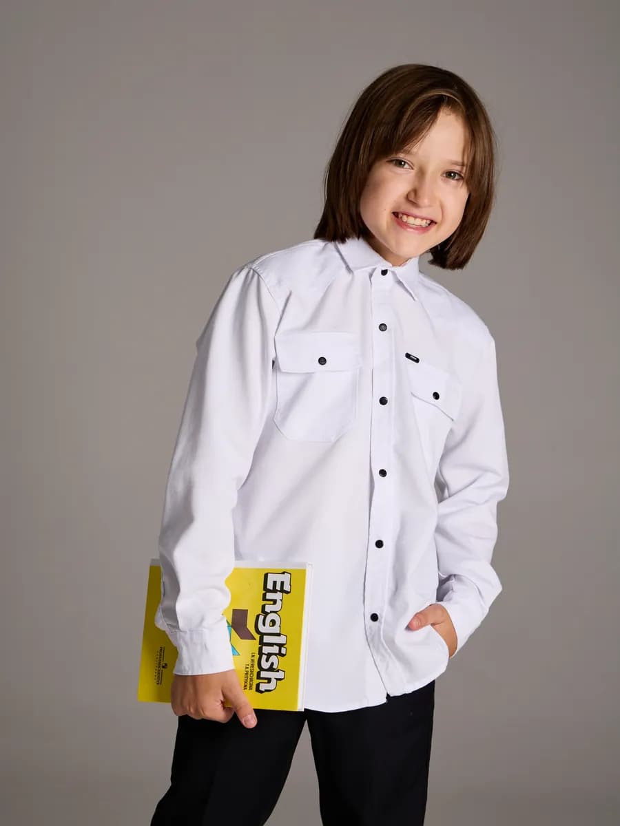 Рубашка на кнопках подростковая с длинным рукавом