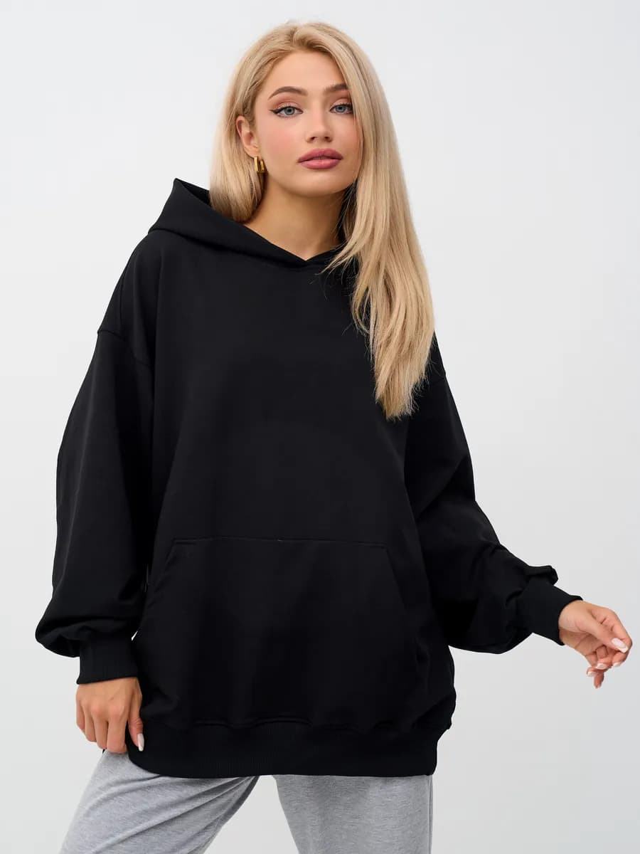 Худи спортивное Оверсайз без начеса с капюшоном летние