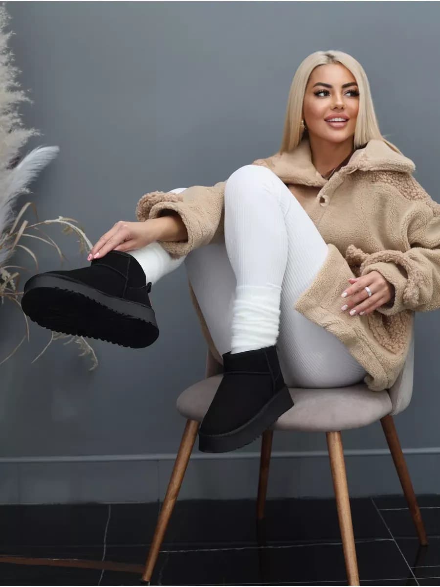 Угги теплые с мехом на платформе