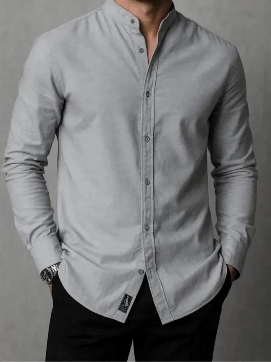 Рубашка классическая приталенная с воротником стойкой