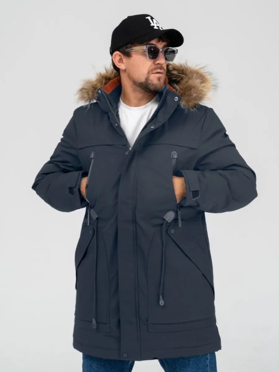 Куртка зимняя парка аляска с капюшоном удлиненная -30