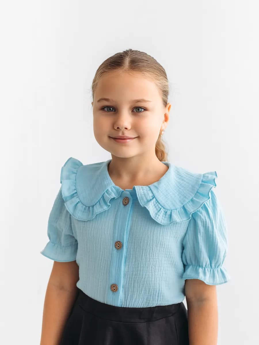 Блузка муслиновая с коротким рукавом