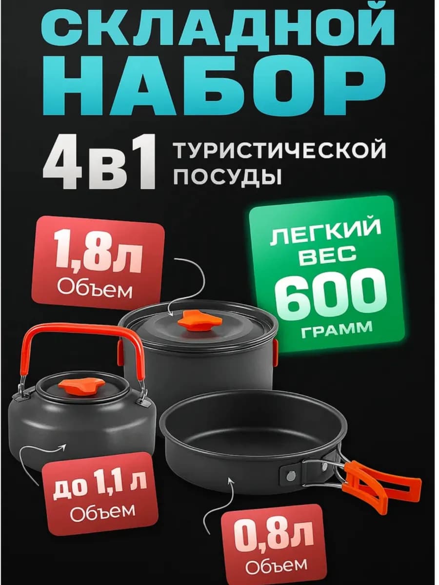 Набор посуды туристической аксессуар походный