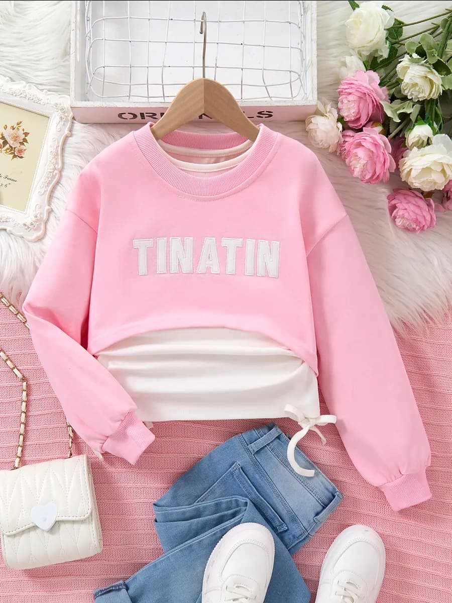 Свитшот оверсайз укороченный с майкой лонгслив