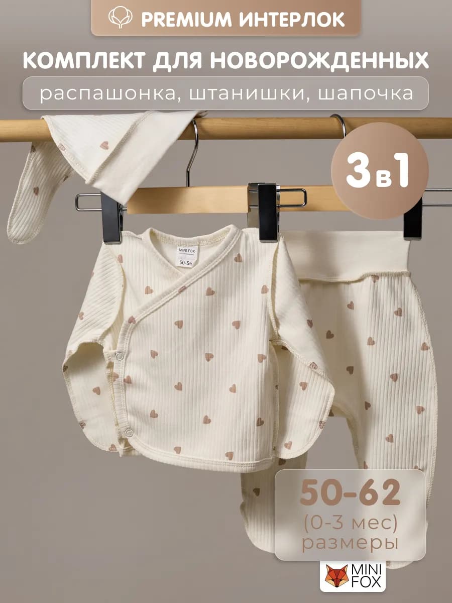 Комплект на выписку для новорожденных распашонка и ползунки