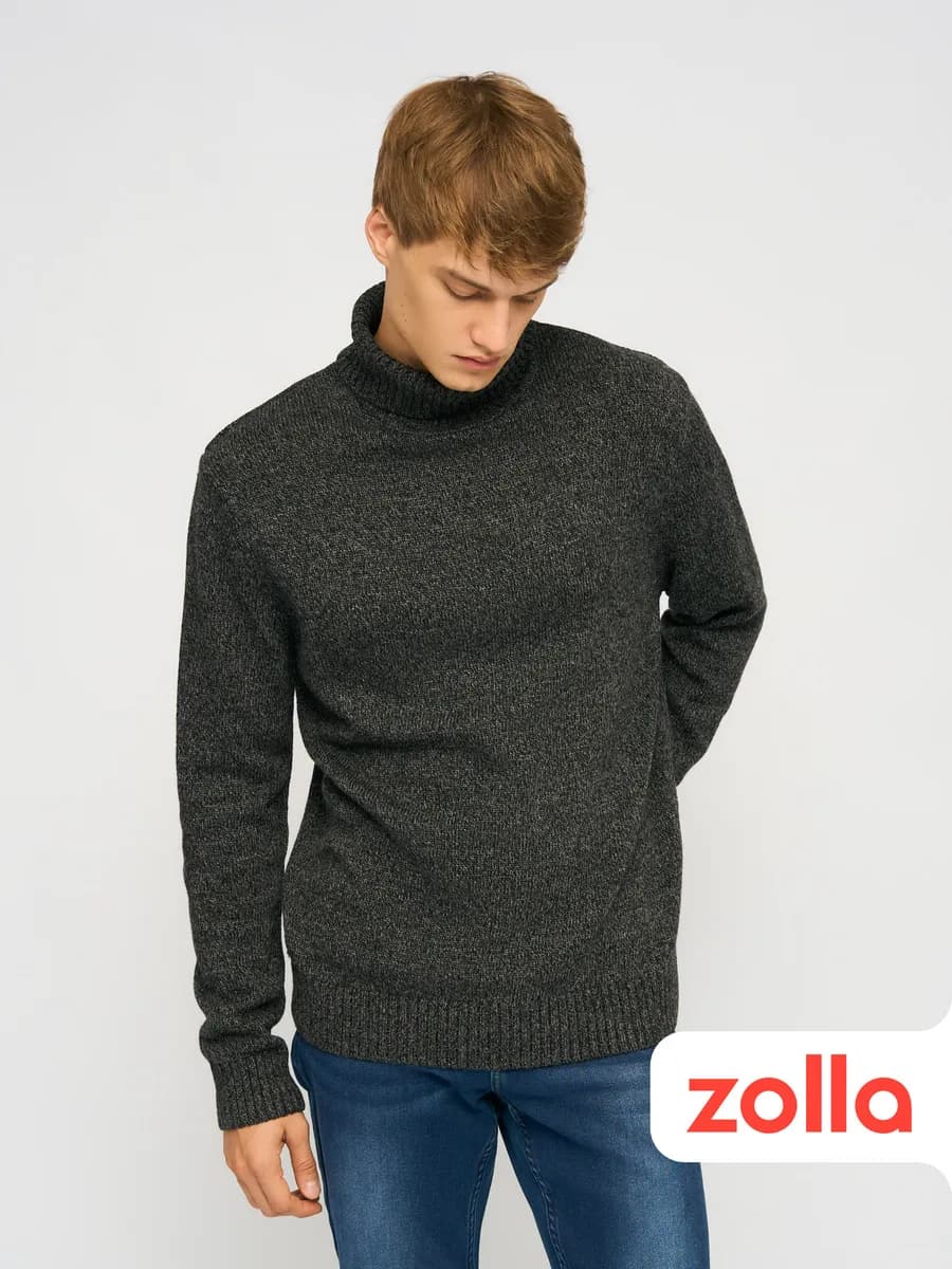 Вязаная мужская водолазка-свитер шерсть