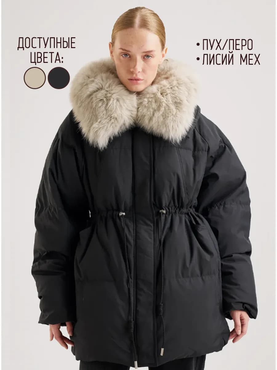 Пуховая парка с меховым воротником