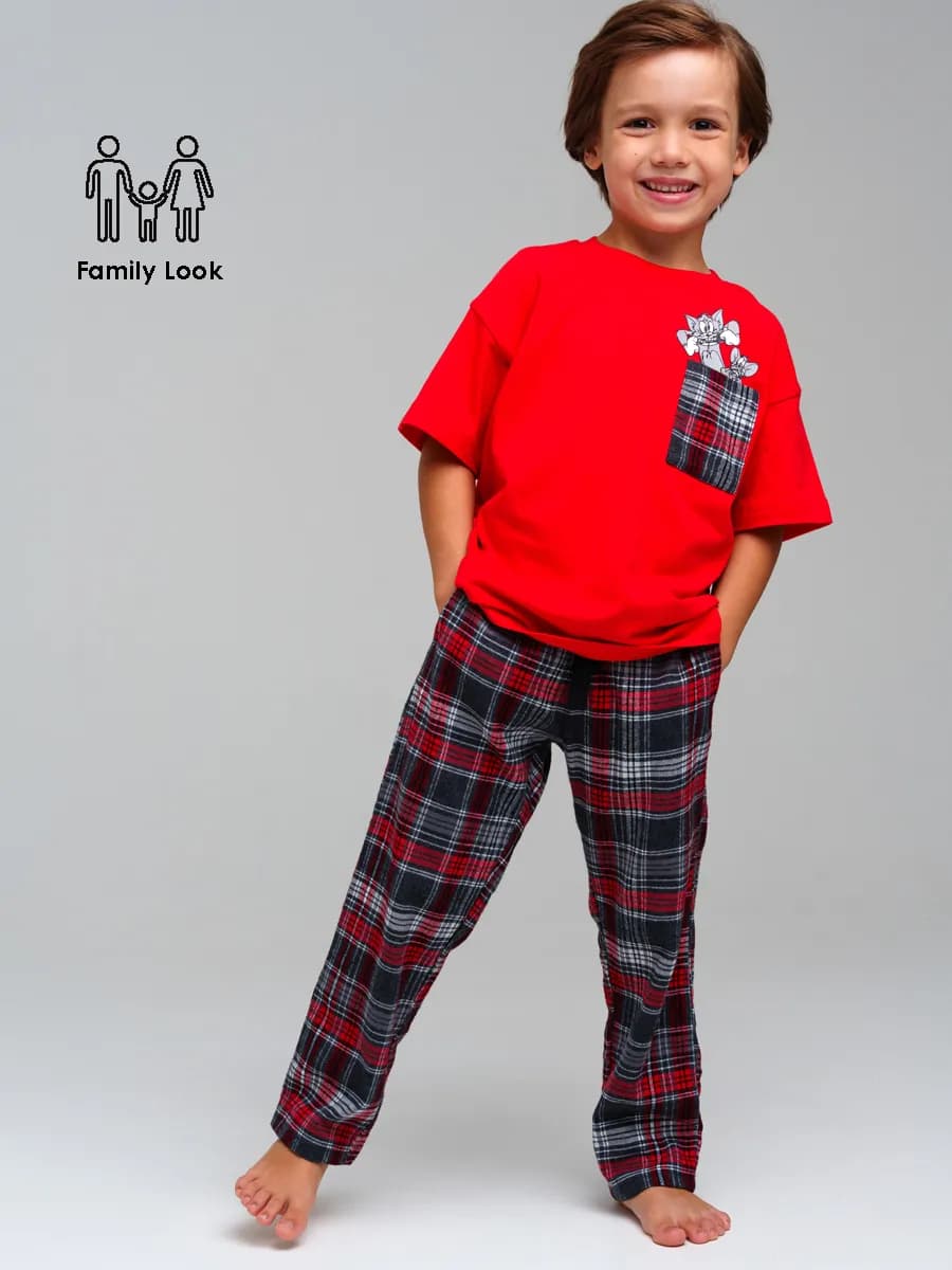 Пижама фланелевая детская футболка, брюки Том и Джерри