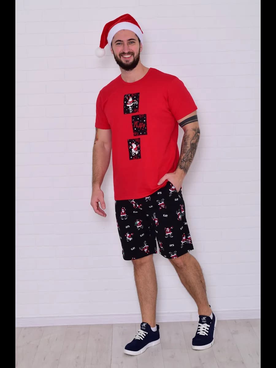 Пижама новогодняя домашний костюм с шортами