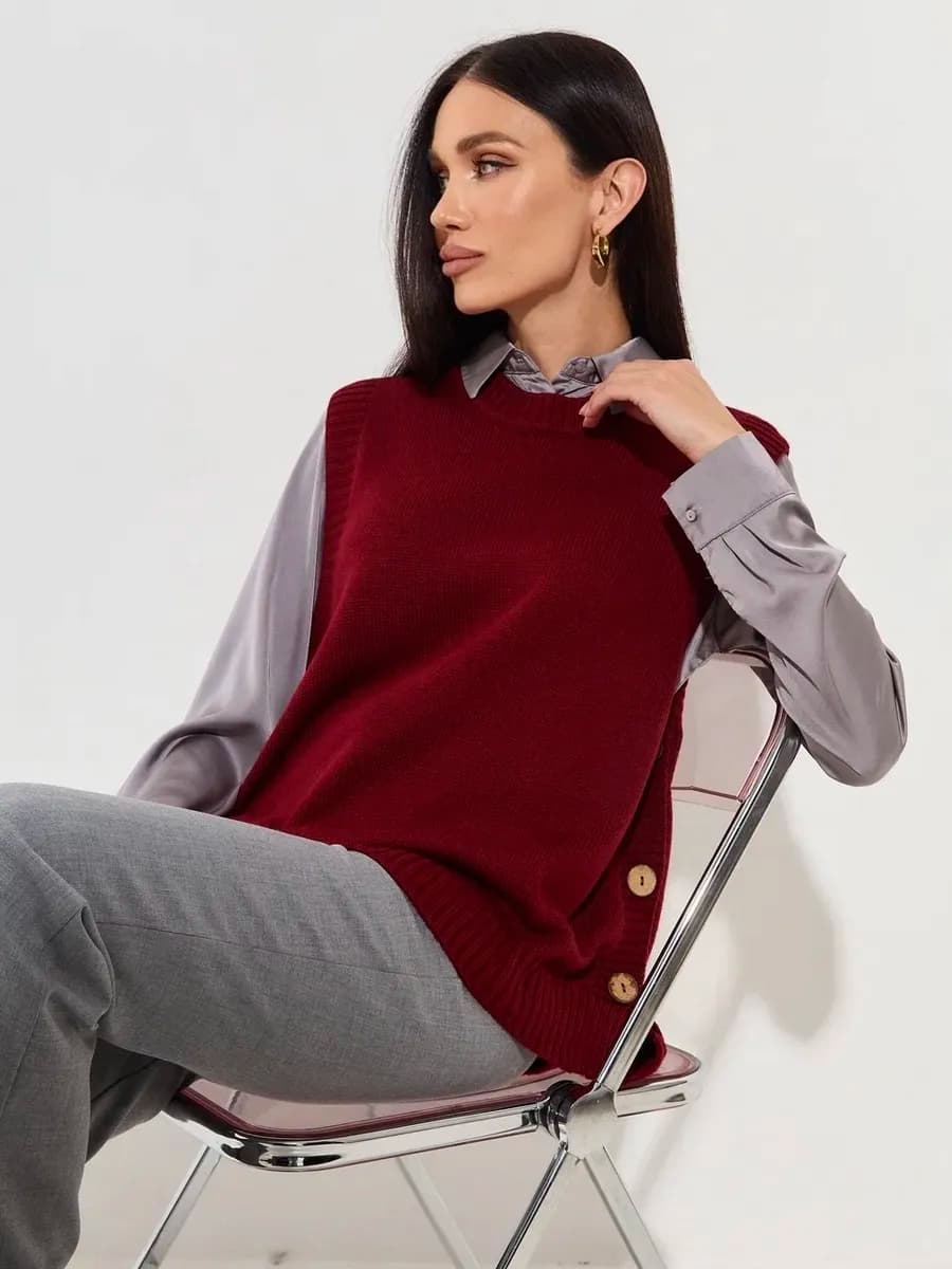 Жилетка вязаная оверсайз удлиненная