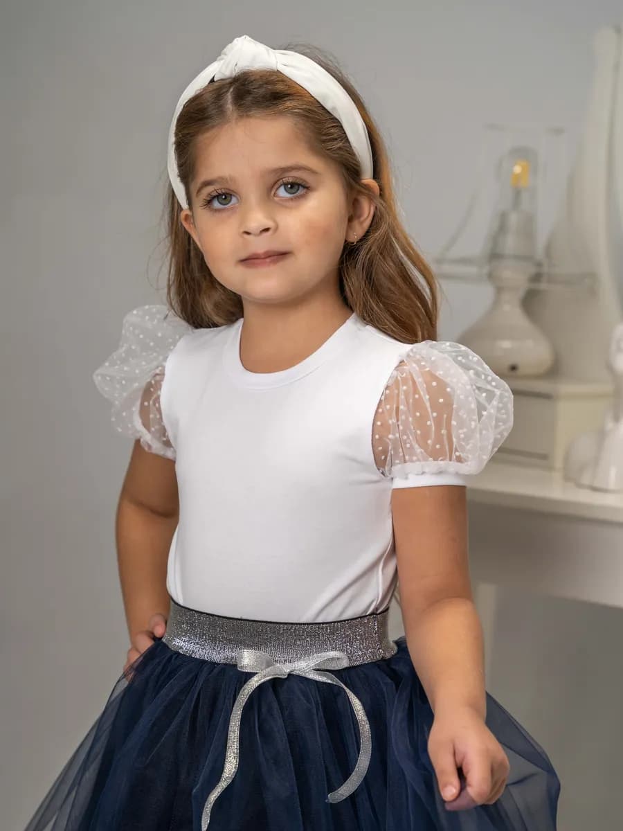 Блузка для девочки нарядная белая