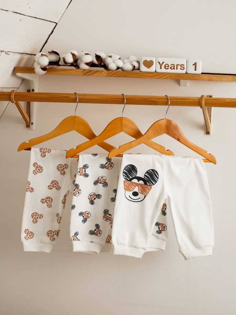 Ползунки штанишки для новорожденных малышей набор из 3 шт