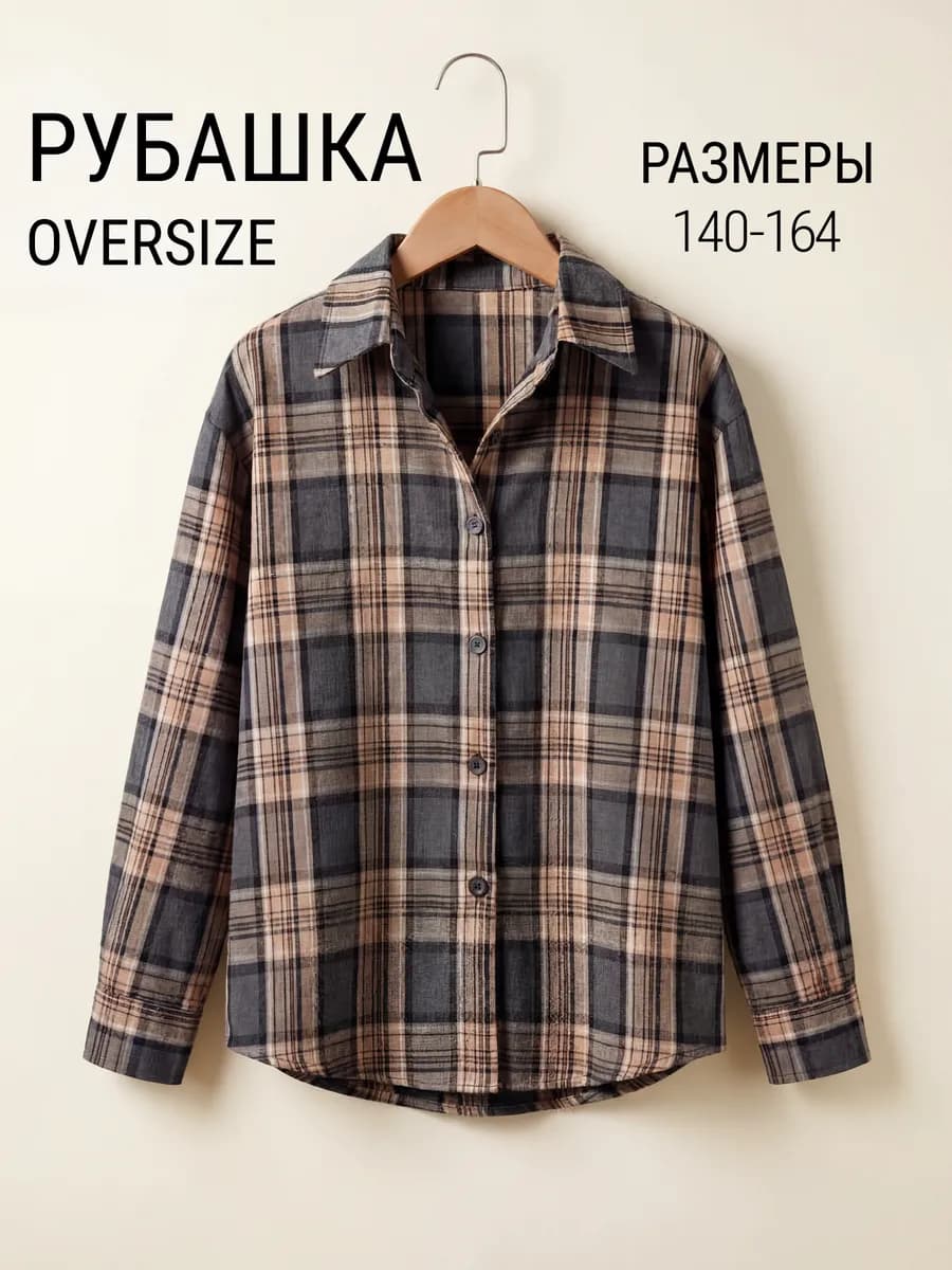 Рубашка в клетку оверсайз хлопок