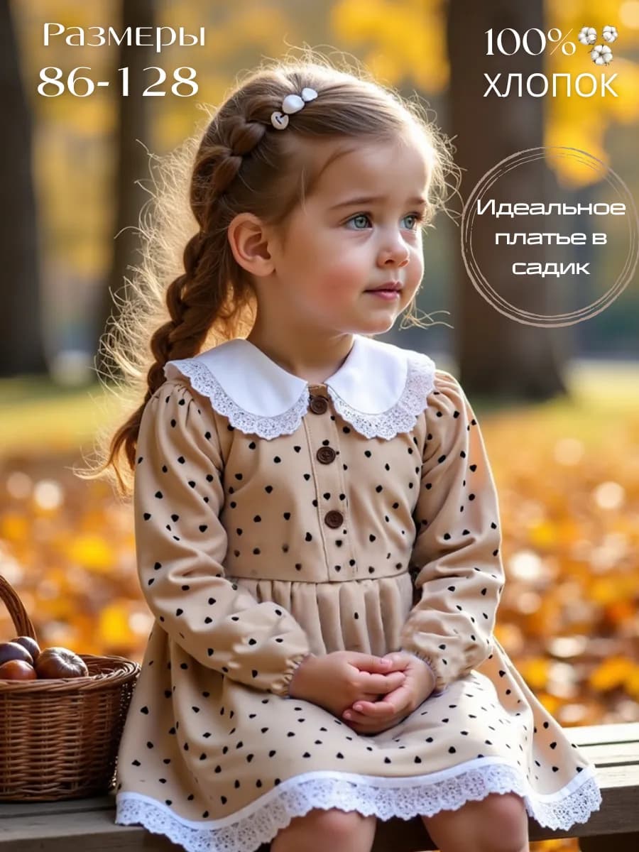 Платье из фланели в садик с длинным рукавом