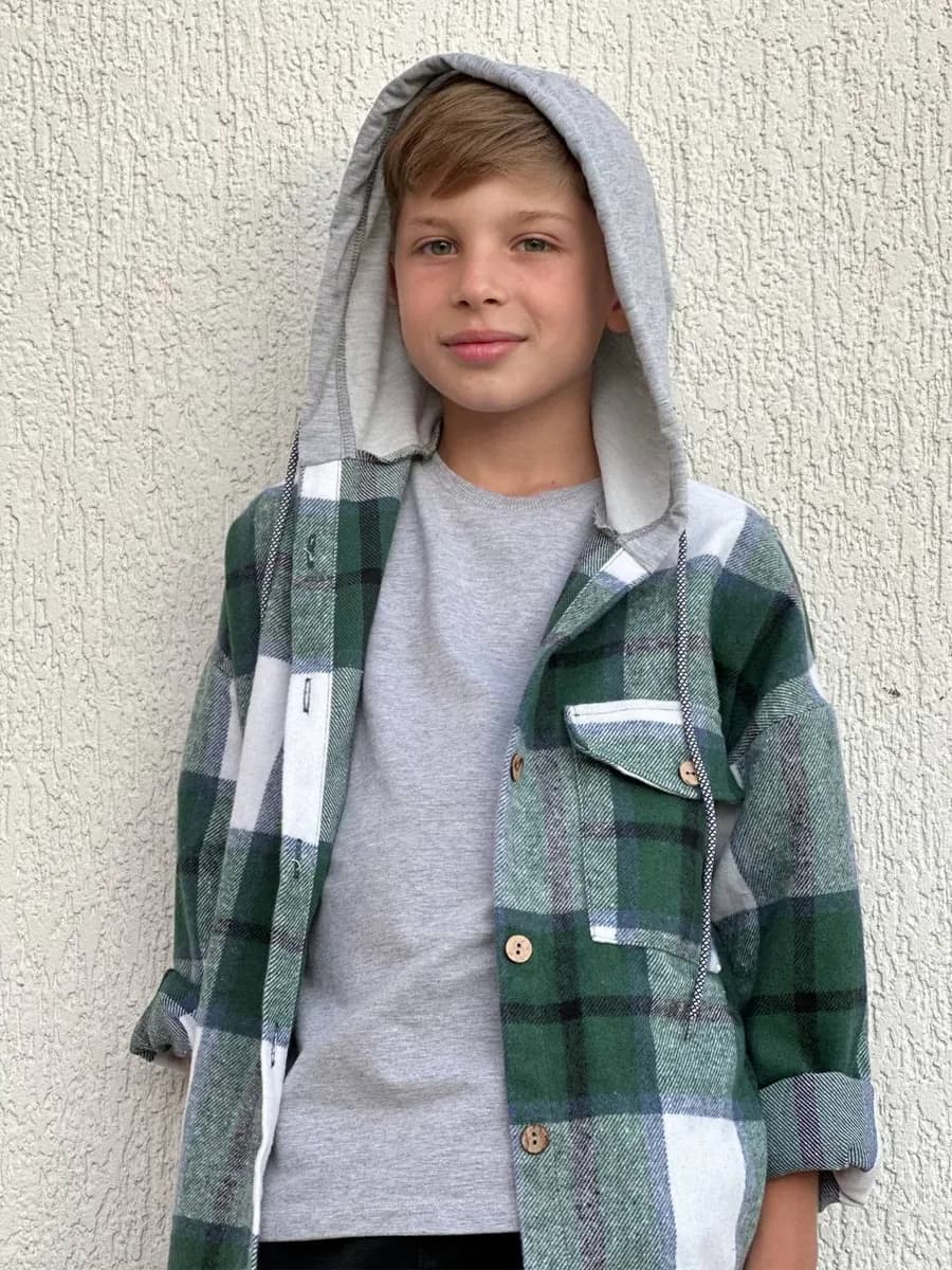 Рубашка для мальчика в клетку оверсайз