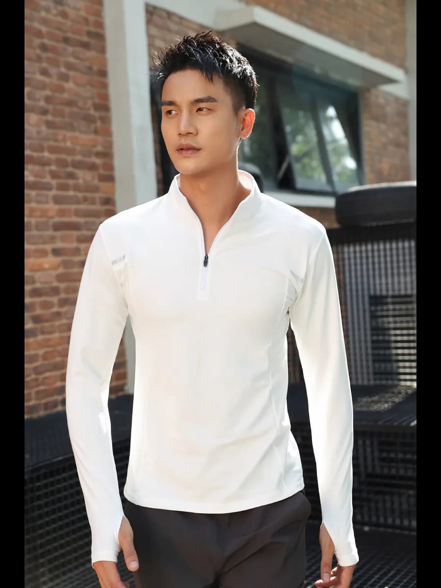 Лонгслив спортивный мужской на молнии, кофта для фитнеса