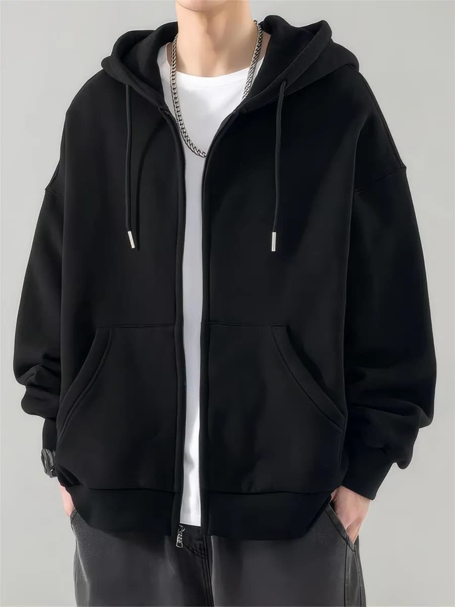 Черная худи с капюшоном на молнии y2k