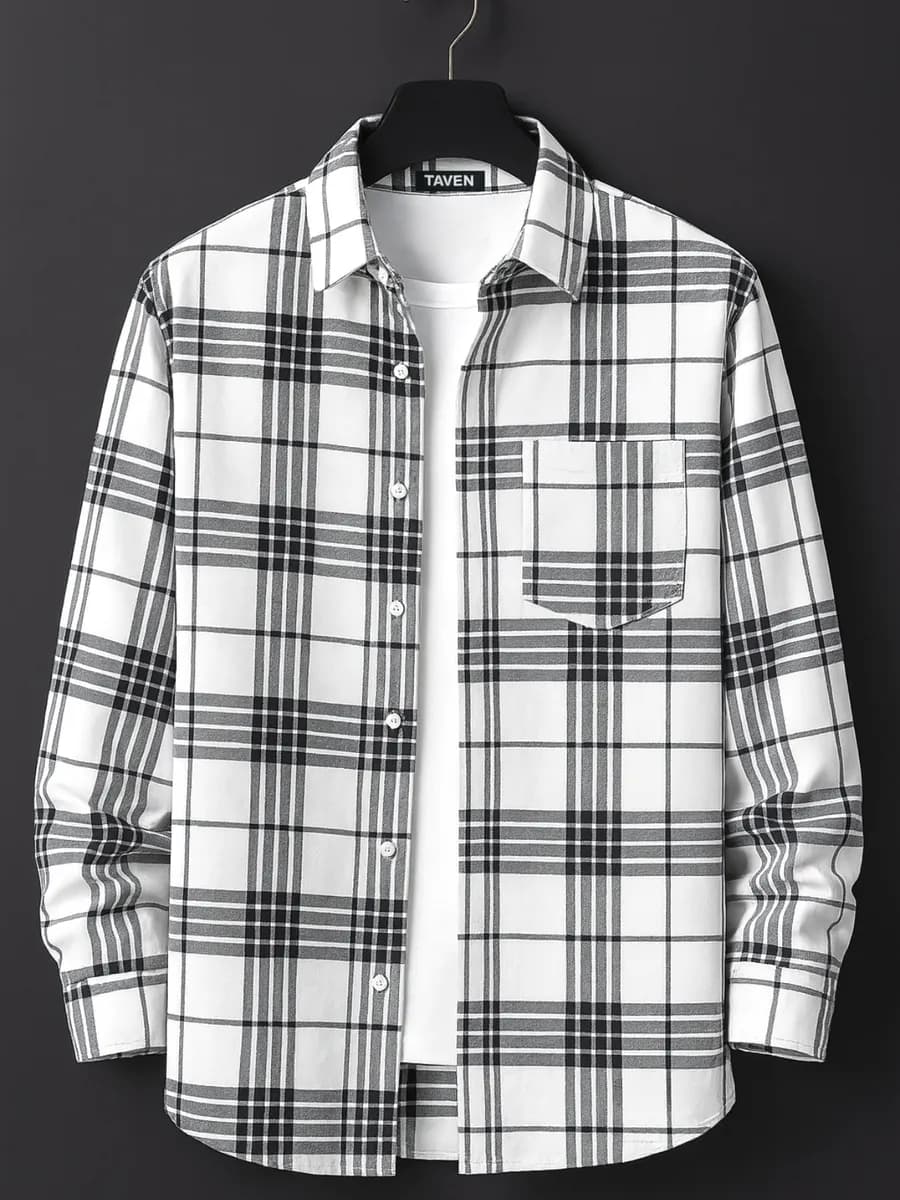 Рубашка в клетку с длинным рукавом