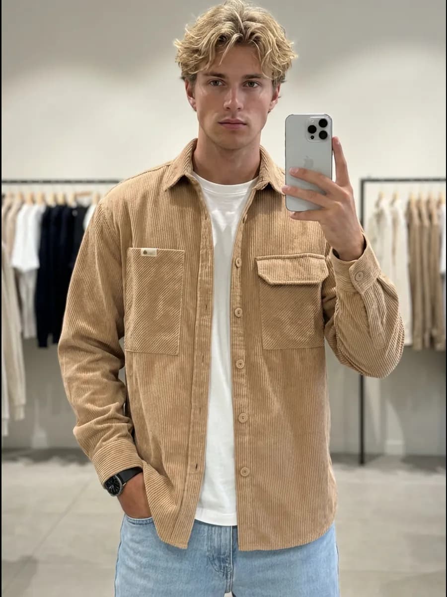 Рубашка вельветовая оверсайз с длинным рукавом