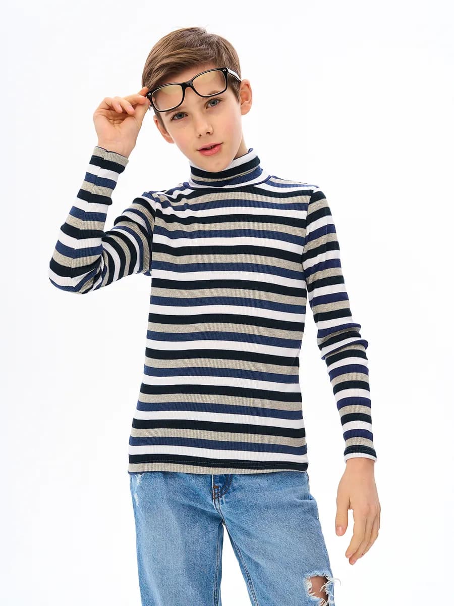 Водолазка школьная детская с горлом в полоску хлопок