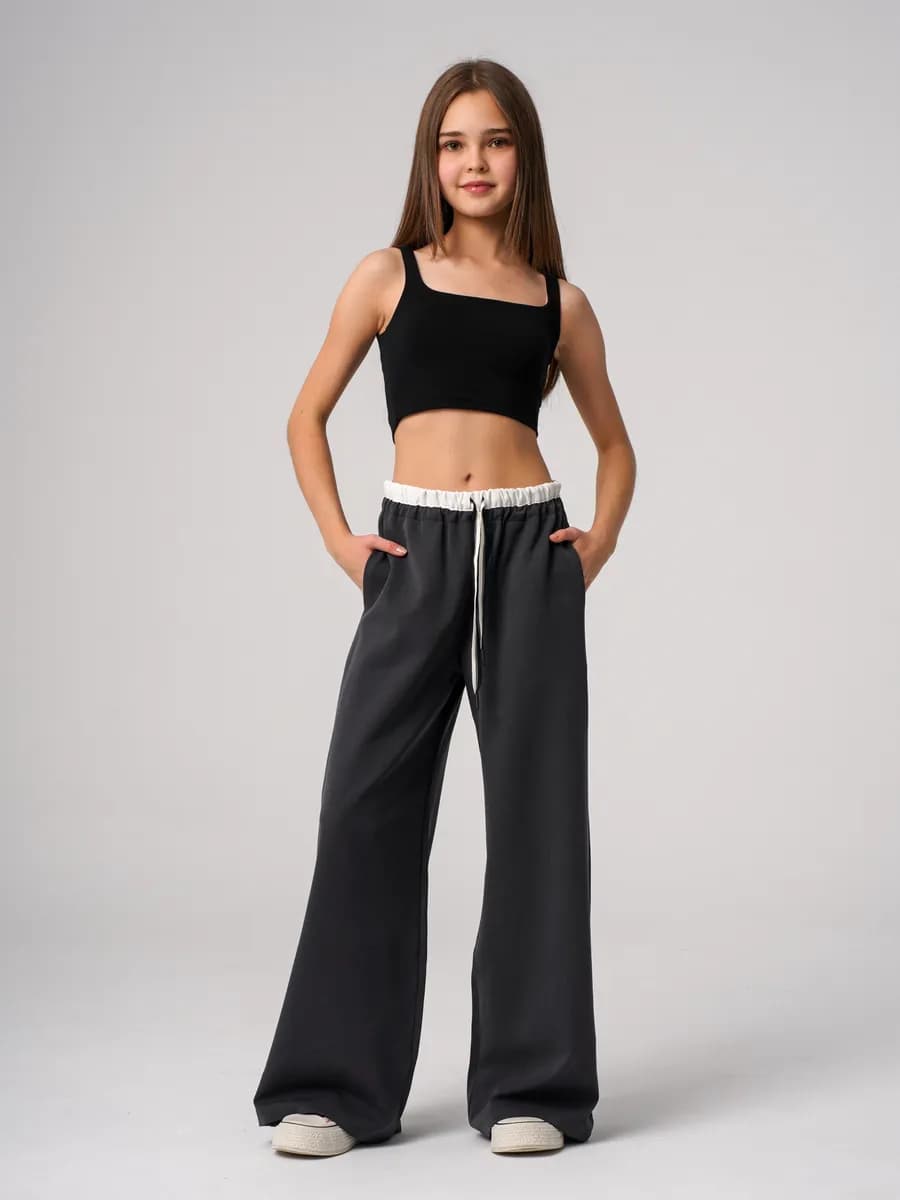 Брюки школьные палаццо на резинке