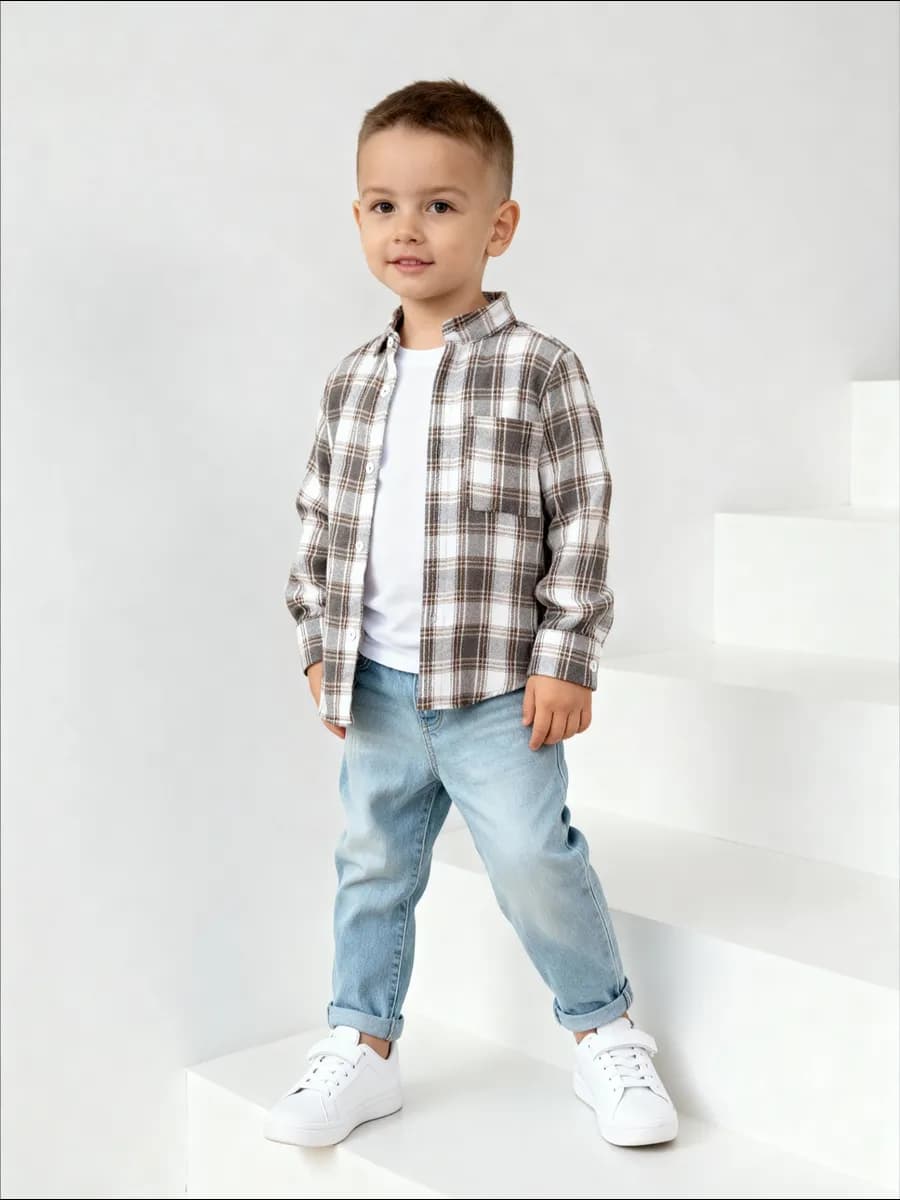 Рубашка в клетку стильная хлопок