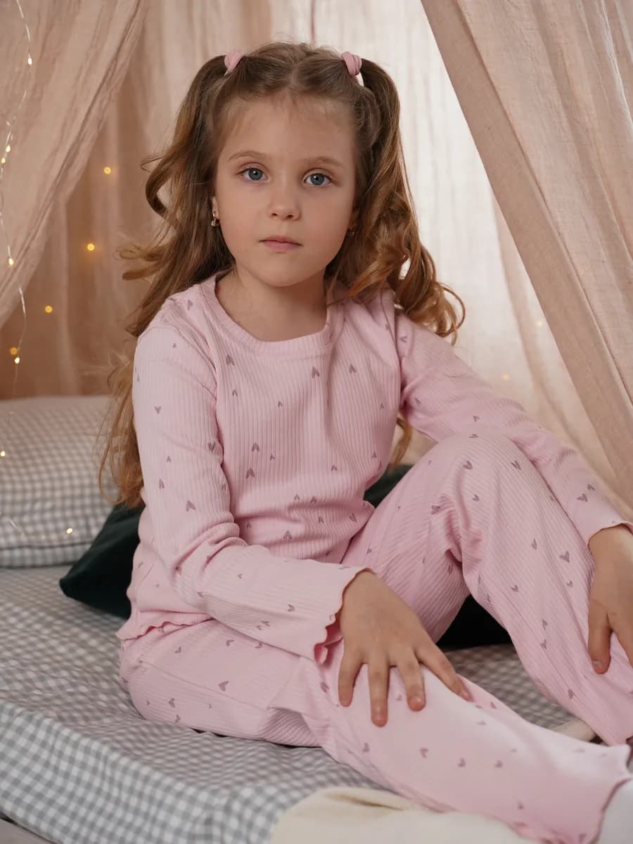 Пижама для девочки со штанами и лонгсливом