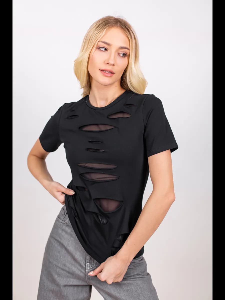 Футболка черная летняя с сеткой