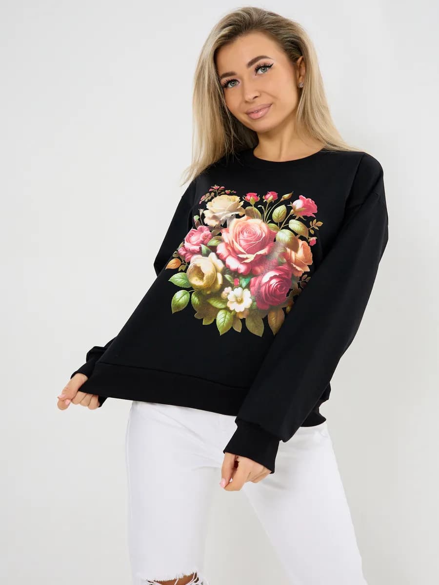 Свитшот оверсайз хлопковый трикотажный