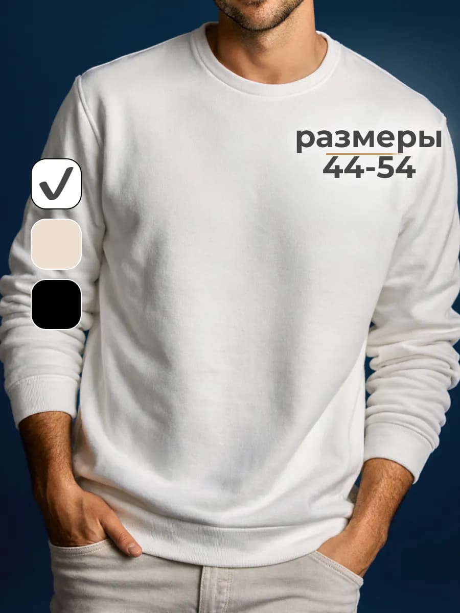 Свитшот без начеса базовый однотонный