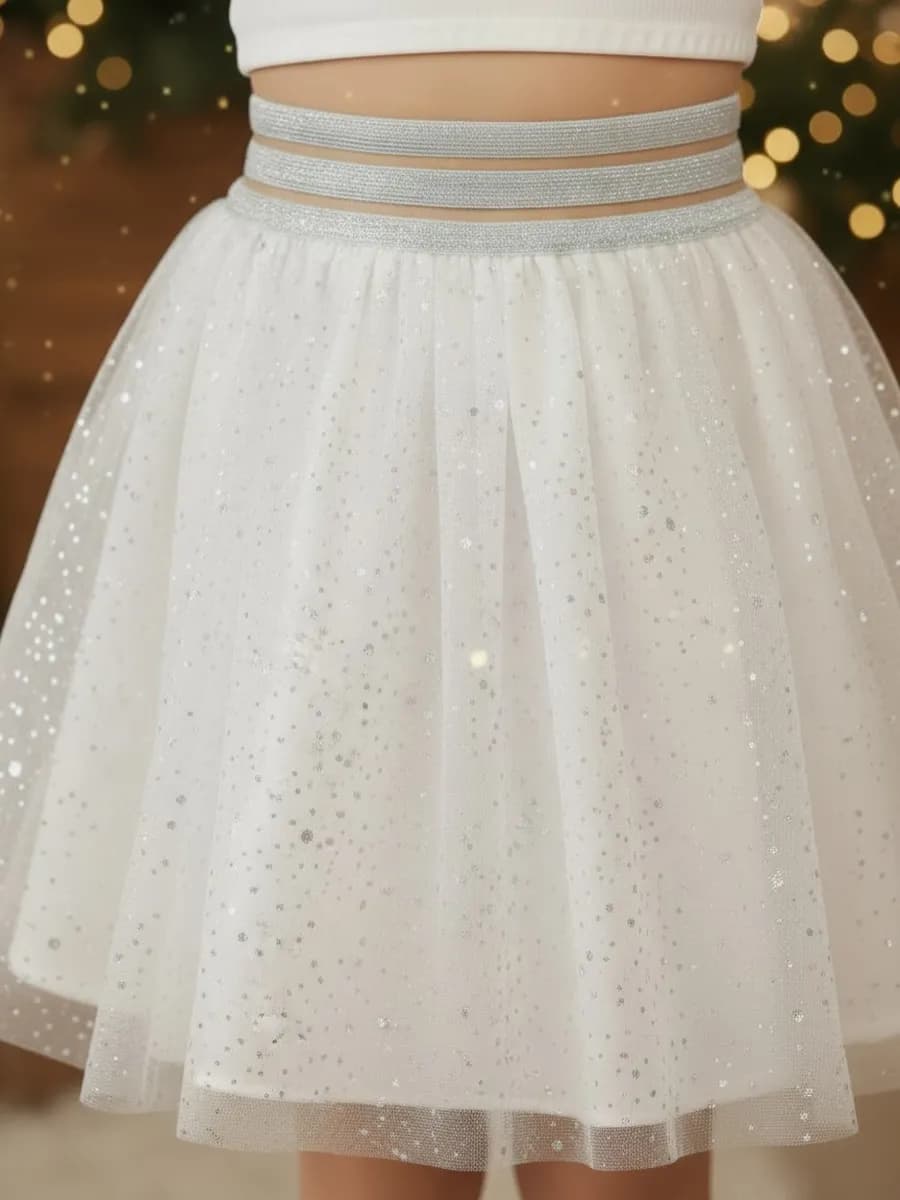 Юбка новогодняя фатиновая нарядная снежинка