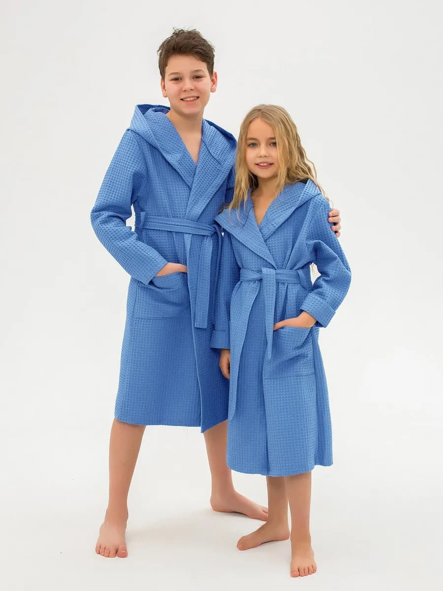 Халат вафельный детский с капюшоном