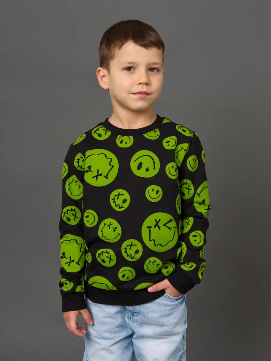 Толстовка свитшот без начеса с принтом