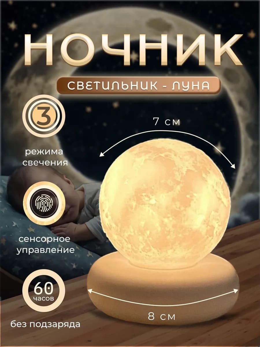 Детский ночник-луна шар