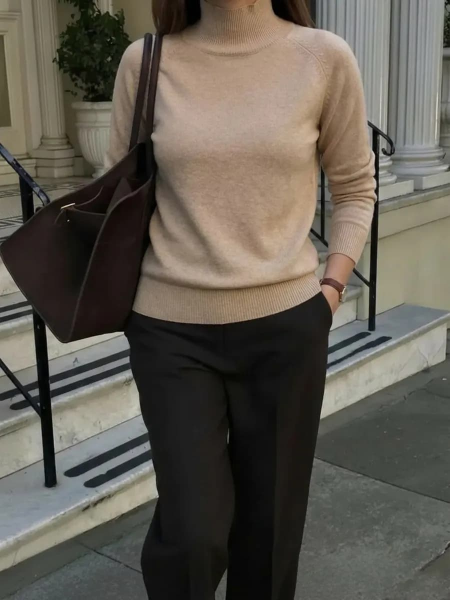 Джемпер вязаный свитер трикотажный с высоким горлом