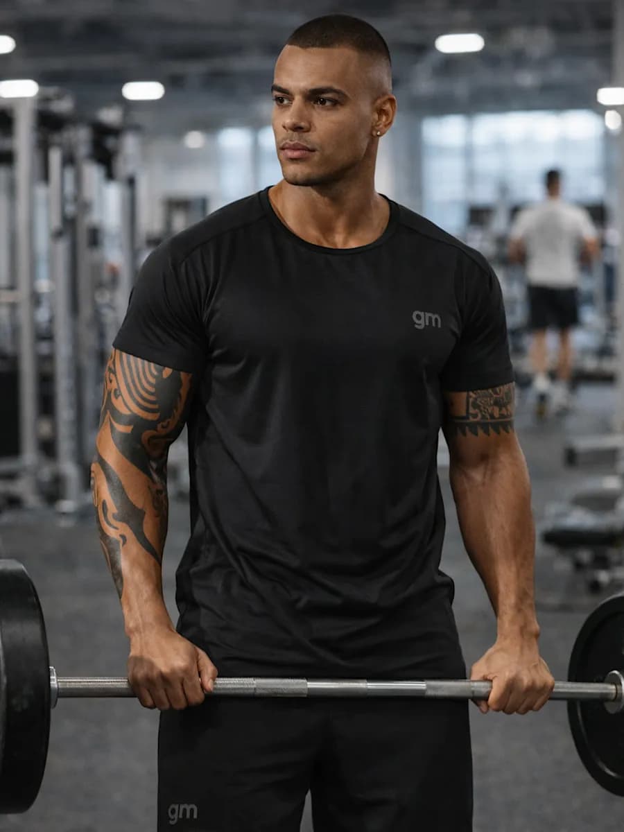 Футболка спортивная однотонная для фитнеса и тренировок